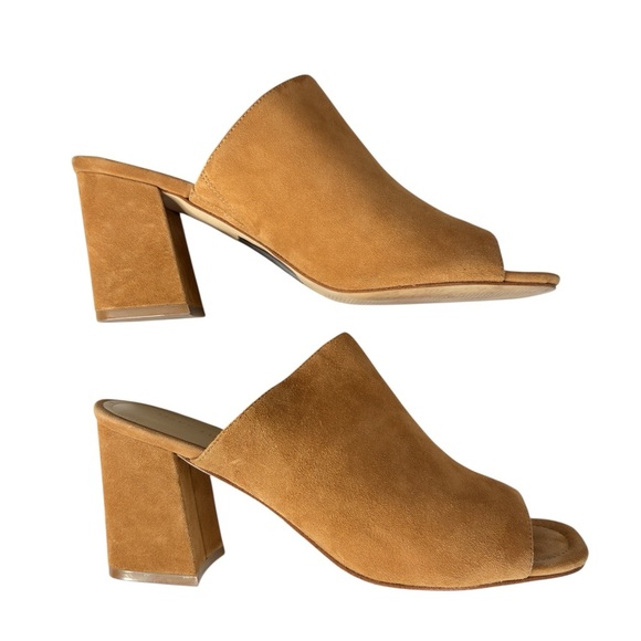 Marc Fisher Heels Slides Mules Open Toes Sandals Womens Size 8.5 Suede Leather - Picture 11 of 12